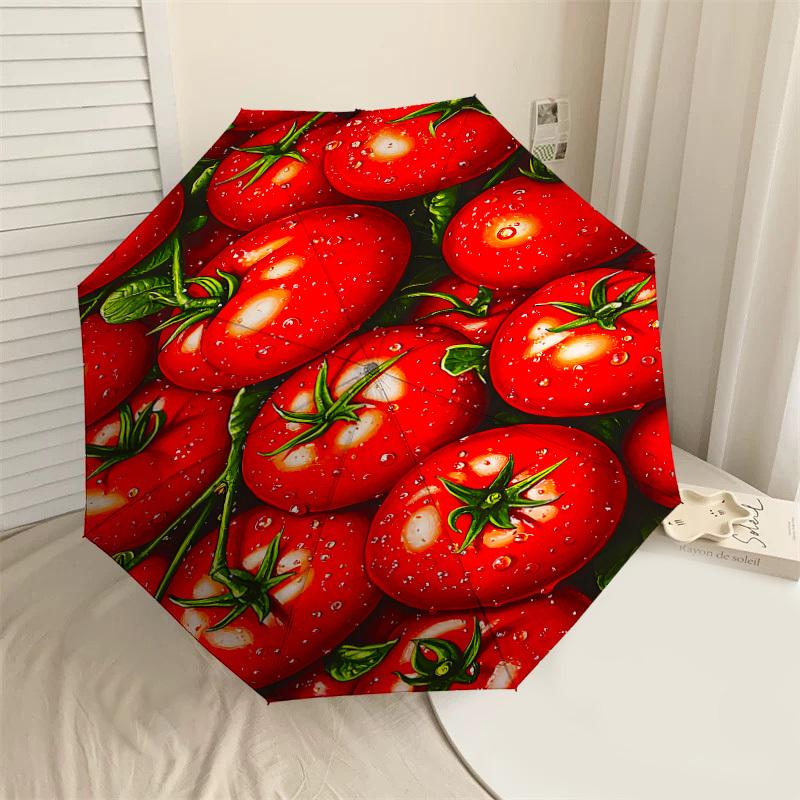 

1PC tomato waterUmbrella-8-Rib Reinforced, Automatic Open, Lightweight & Durable, Cute Fashion Accessory for Outdoor-P153