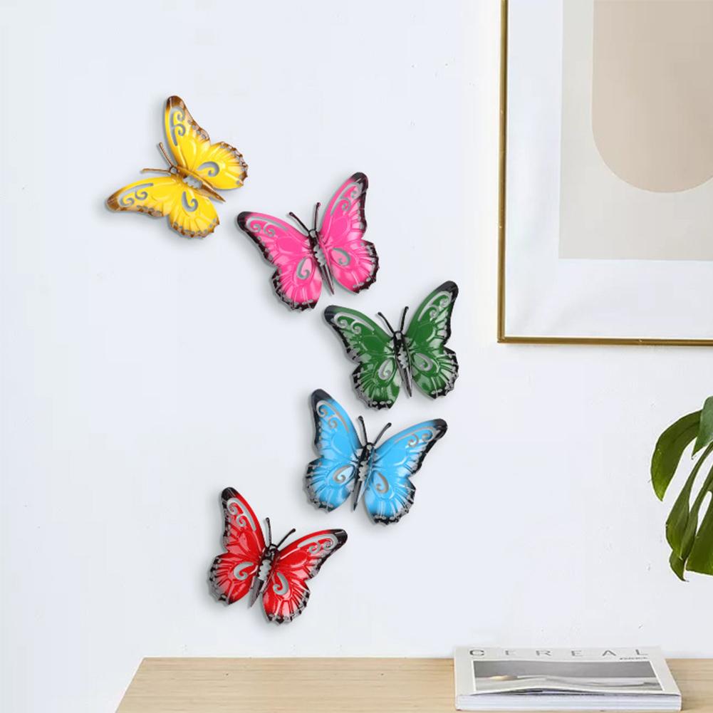 5 Pack 3D Metall Hohl Schmetterling Dekoration Hof Zaun Decor Garten Dekoration Im Freien Und Innen W8C8