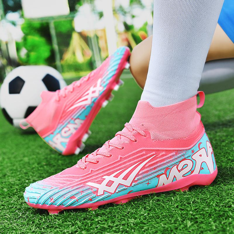 Unisex Football Boots High-top Rubber Tie High Elastic Socks Training Artificial Grassland Outdoor Sports Training Football Shoes