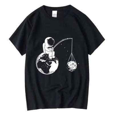 Sommer Casual Herren Hochwertiges T-Shirt 100% Baumwolle Locker Lustiges Design Astronauten-Druck für Herren Top Cooles T-Shirt Männliche T-Shirts