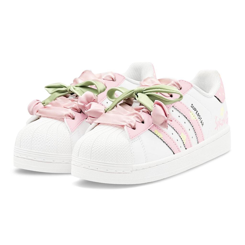 adidas Originals Superstar 2 Skateboard Shoes Women's Low Top White/Pink JH9976(Team1655-S-BOX)
