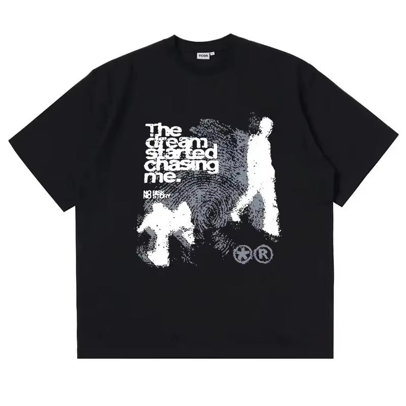 Unisex Tshirt Short Sleeve Shadow Print Yk Top Tees Harajuku Streetwear Vintage Graphic Korean Harajuku Streetwear gothic S