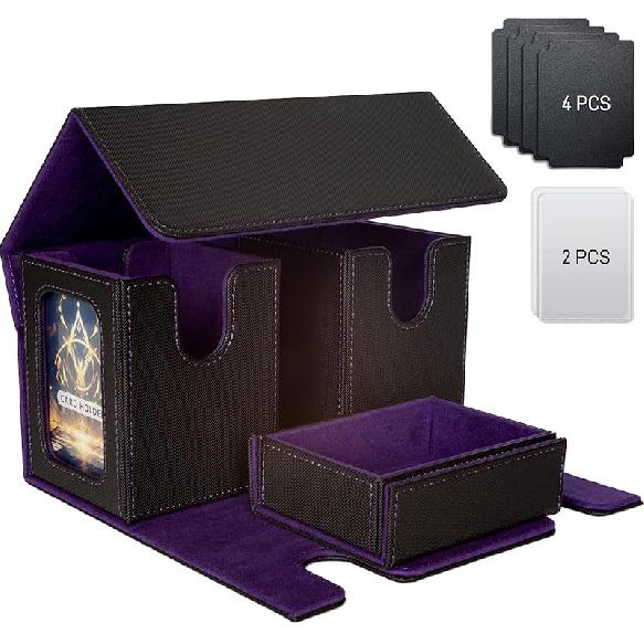 MTG Commander Deck Box for Magic: The Gathering - 3-in-1 Magnetic Card Storage Box with Dice Tray, 2 Commander Displays & 4 Dividers | Holds 220+