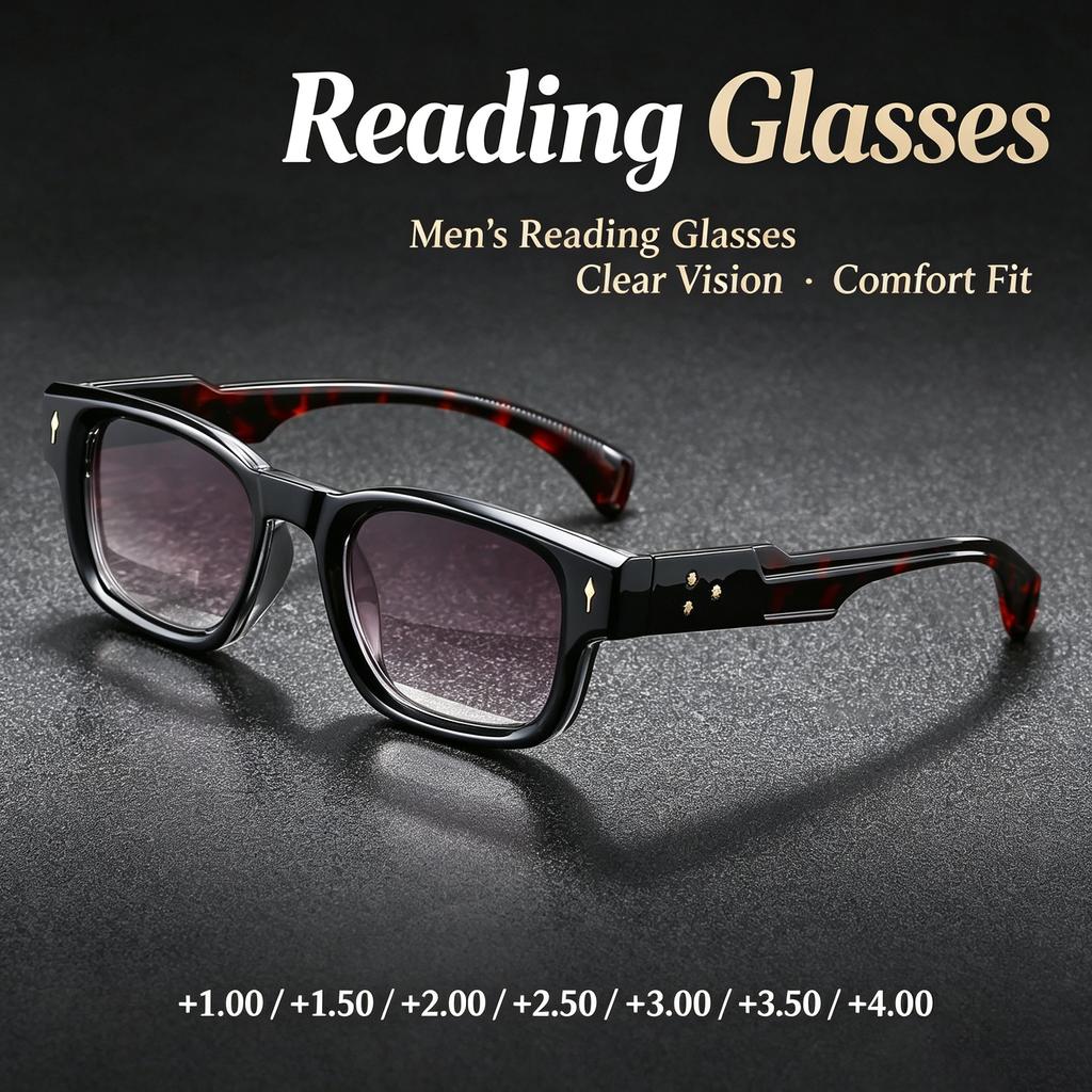 2026 Luxury Men Eyeglasses, High-end Square Leopard Presbyopia Sunglasses for Men, Fashion Male Sun Glasses HD Sun Protection Reading Glasses Diopters