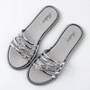 Fashion Women's Silver Biscuit Beach Sandals Flip Flops Floral Hollow Crystal Clip Parker Gold Strap Sandals