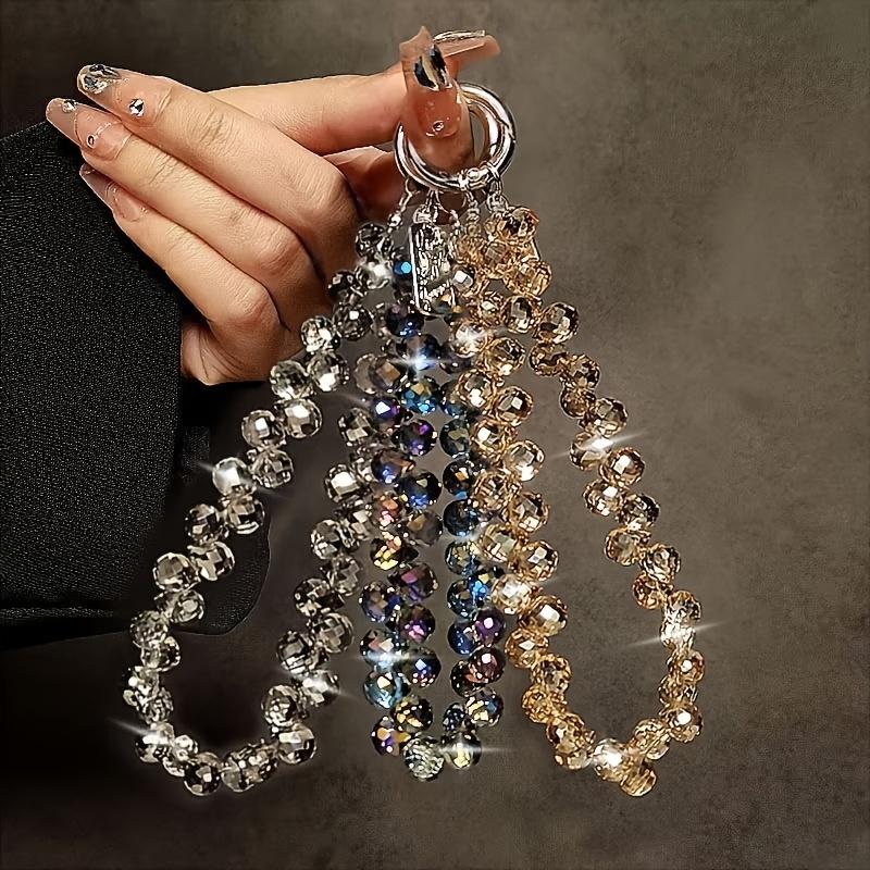 1 Piece of Luxurious and Elegant Crystal Bead Mobile Phone Lanyard Wrist Chain Hand Guard Against Losing Accessories 1