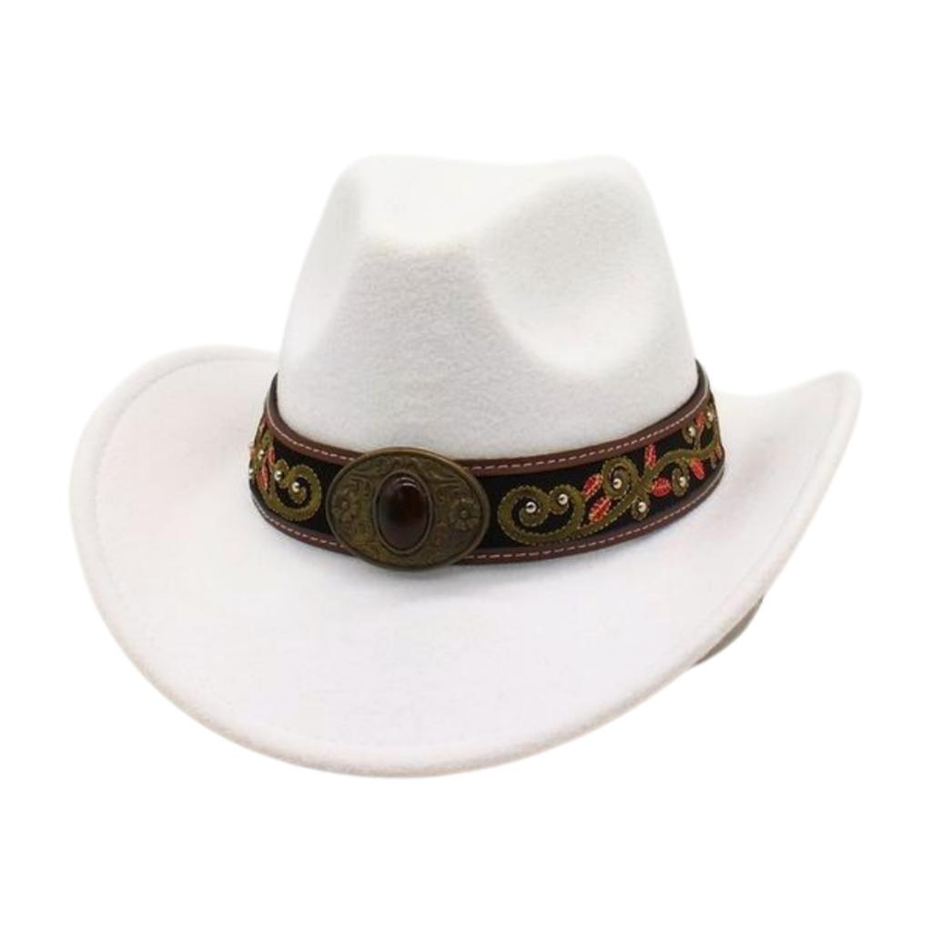 Sunshade Big Eaves Western Cowboy Hat Rolled Eaves Ethnic Style Decorative Design Felt Hat Top Hat
