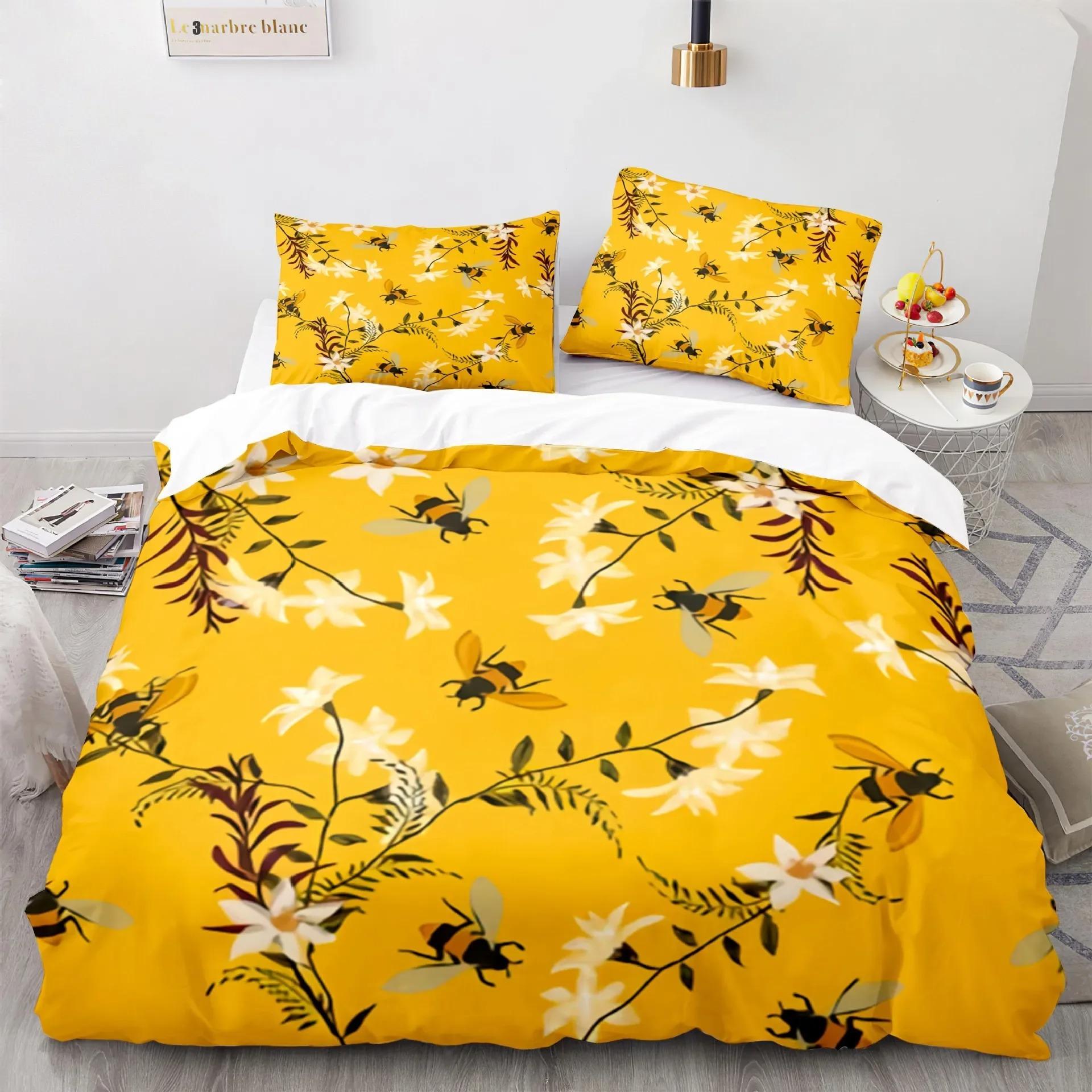 

Комплект постельного белья Honey Bee, черно-белый комплект постельного белья из 3 предметов, TwinFullQueenKing Size, пододеяльник с короной для девочек и мальчиков 70x133cm 2pcs