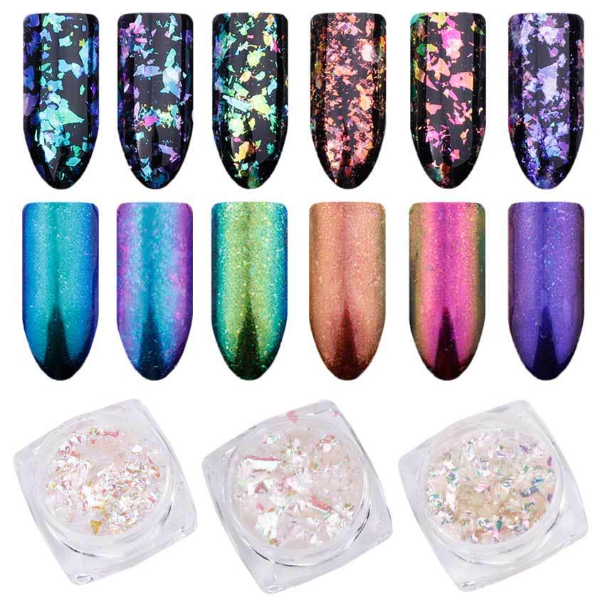 Color-Changing Dragon Cloud Nail Art Glitter Powder - 6 Classic Colors, 0.2g Pack Normal specifications