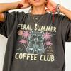 Comfort Colors 'Feral Summer Coffee Club' Shirt and Kids Tshirt : 'Life On The Rocks' Iced Coffee Raccoon Tee