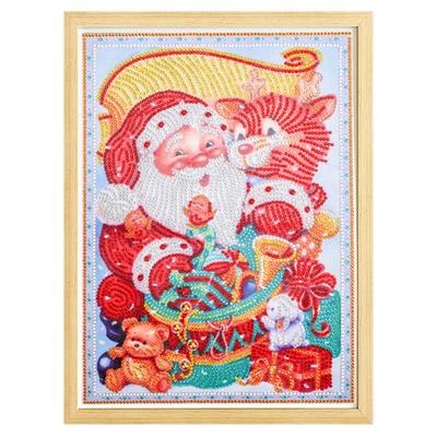 Handgemachtes Weihnachtsmann-Diamantgemälde, runder Schneemann, Mosaik, handgefertigt, Kreuzstich, Kinderdekoration, Mosaik, bemalte Tapete