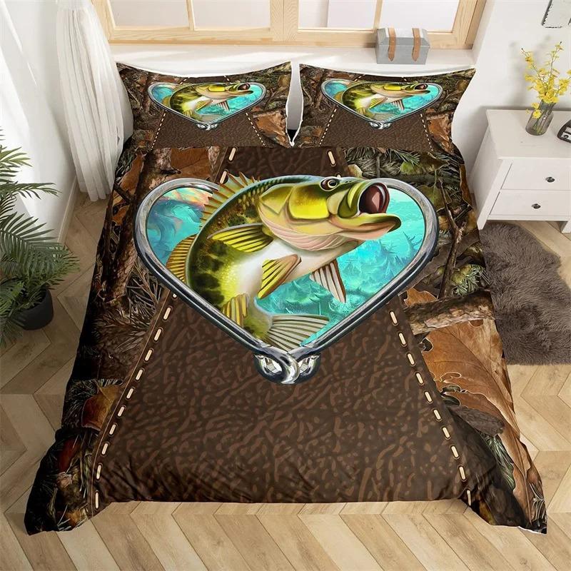 3D Print Marlin Swordfish Duvet Cover Kawaii Marine Life Bedding Set Ocean Theme Big Pike Fish Single Twin King Quilt Cover Set