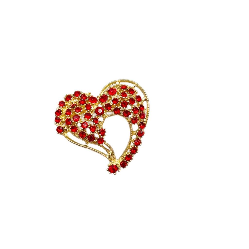 Korean-Style Rhinestone Heart Brooch: Elegant Women's Cardigan Accessory