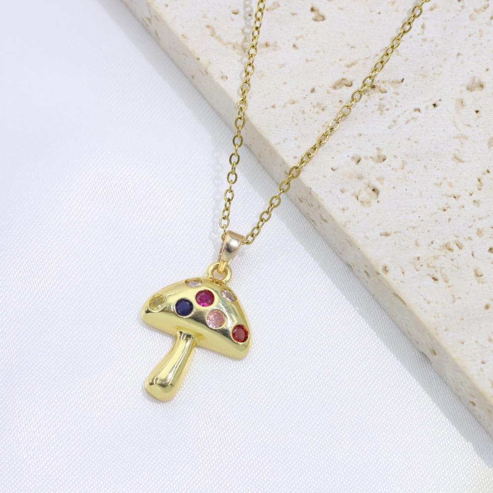 Simple Mushrooms Pendant Necklaces for Women Fashion Zirconia Necklace Wedding Party Jewelry Accessories