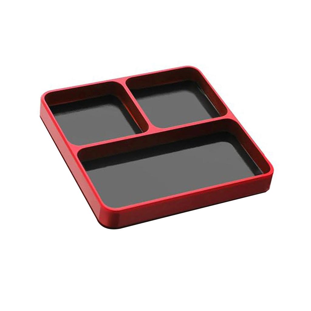 Magnetyczna taca na narzędzia ze stopu aluminium do naprawy części samochodów modelarskich i organizacji drobnych elementów metalowych. Kompaktowa przenośna konstrukcja z bezpiecznym schowkiem.