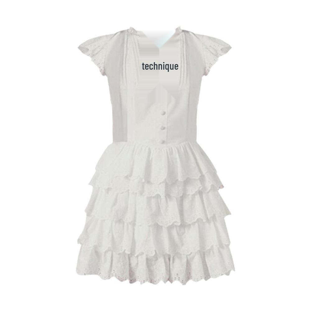 

Маленькое приталенное белое платье с пышными рукавами-буфами и бантом для женщин M-(Recommended for 45-50 kg)