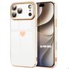 Case for iPhone 18 Pro Max, Ultra Slim Shockproof Silicone Protection with Heart Pattern - White