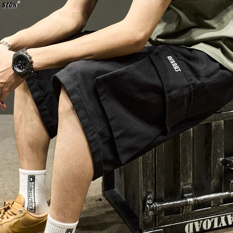 

Мужские шорты летние американские брюки Five Quarter Pants Loose Plus мужские многокарманные функциональные брюки средней длины M чёрный