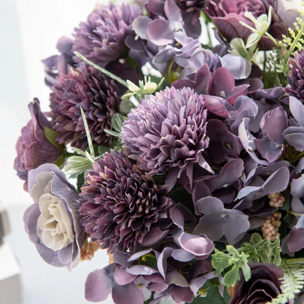Simulated Silk Roses Daisy Bouquet Rose Vases Decorative Fake Hydrangea  For Vases