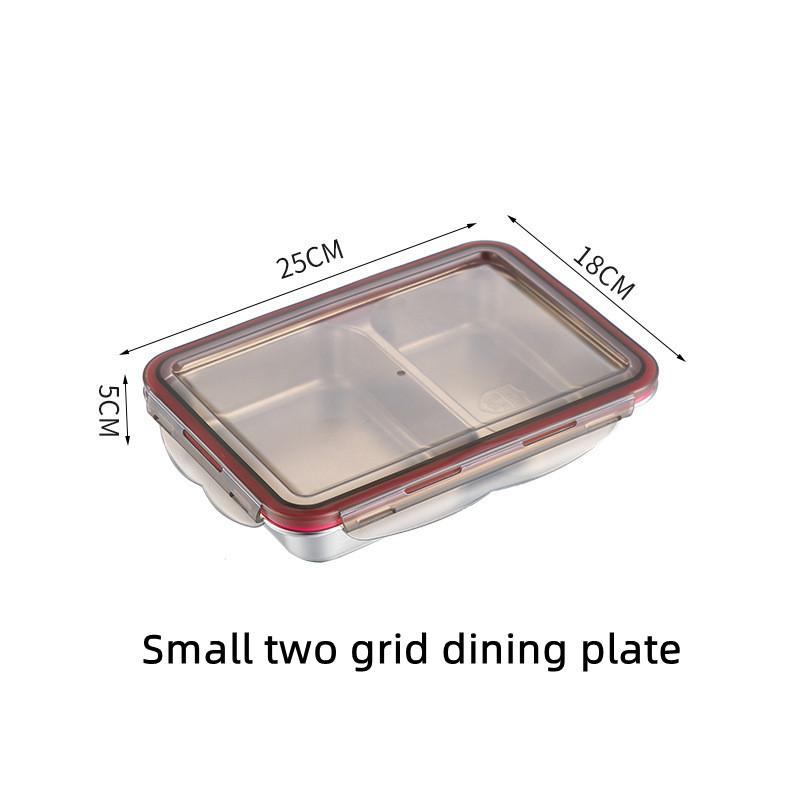 304 Stainless Steel Bento Lunch Box With PP Lid,Sealed Compartments Adult Lunch Box,Children's Student Kindergarten Meal Plate