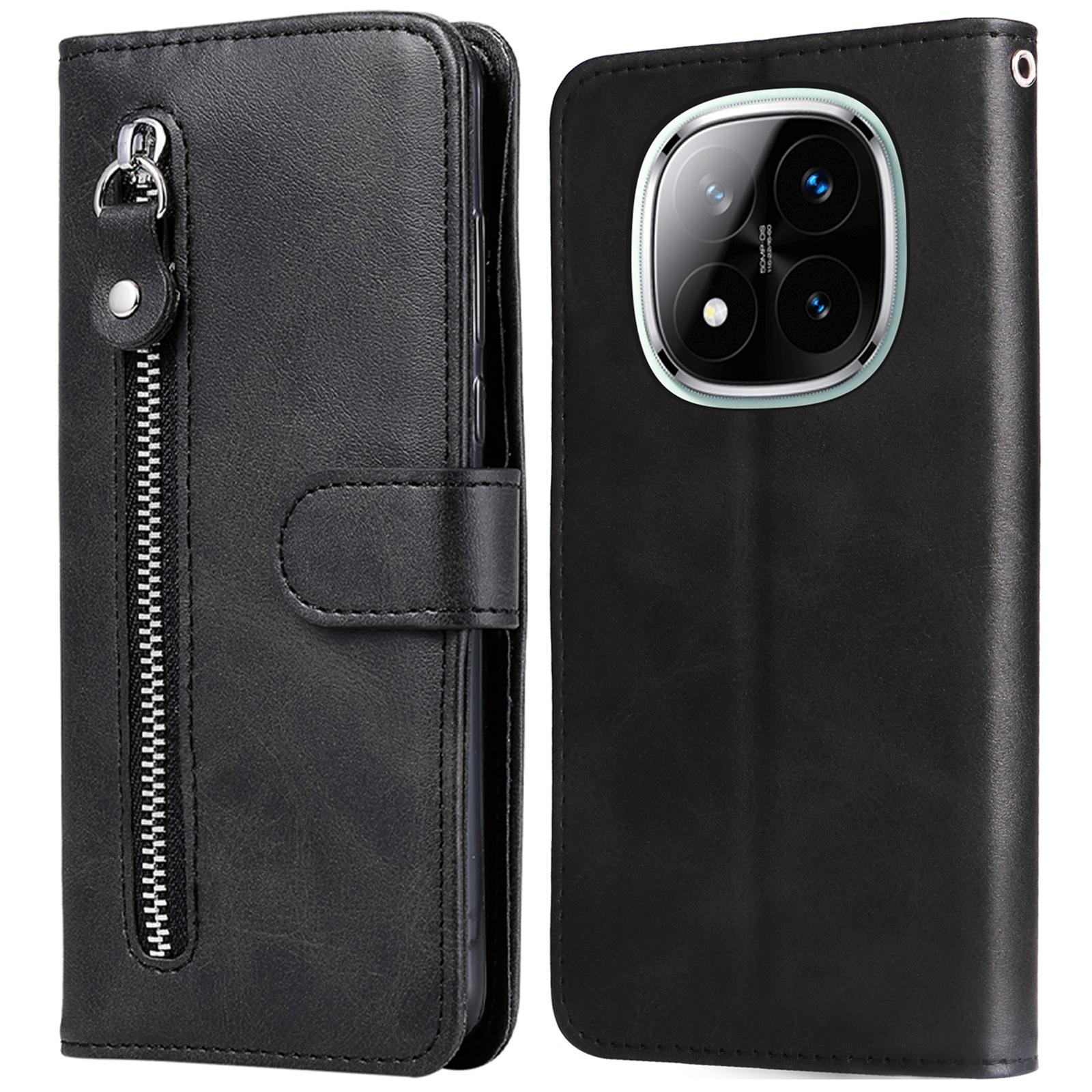 

Чехол-книжка с молнией для Xiaomi Redmi Note 14 Pro+ 5G/Note 14 Pro 5G/Poco X7 5G, кошелек, текстура телячьей кожи, чехол для телефона из ПУ кожи D