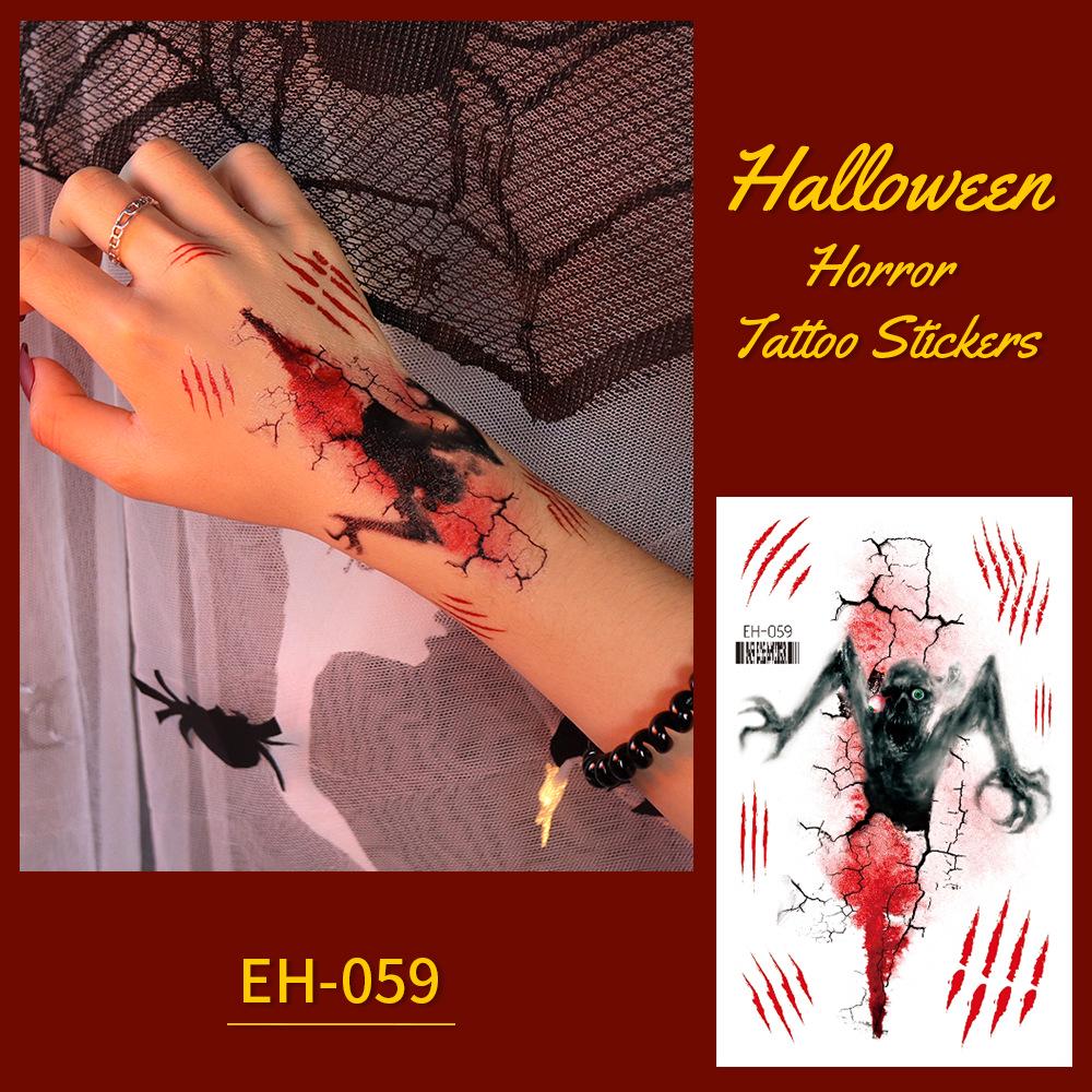 Wasserdichte Halloween-Grusel-Narben-Tattoo-Aufkleber mit Kreuzmuster für Gesicht und Arme