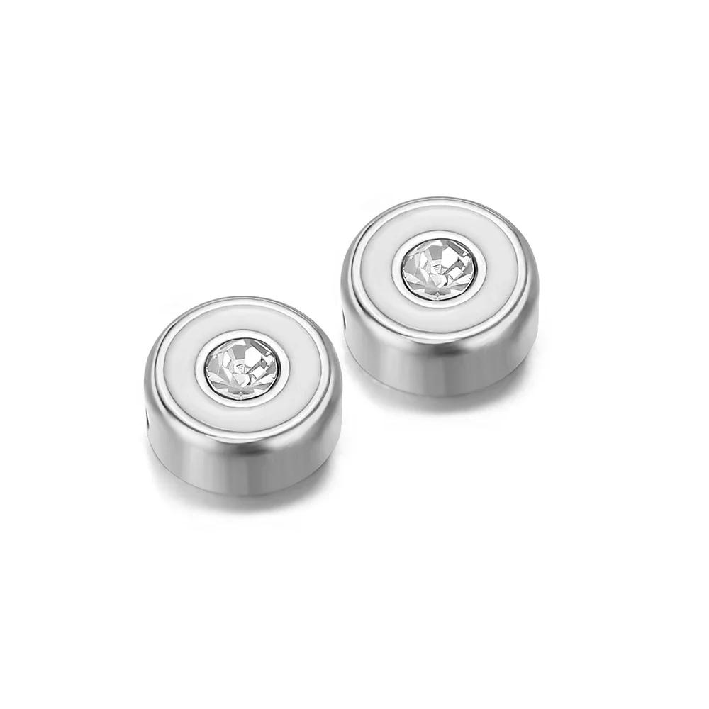

5Pcs Stainless Steel 8mm Enamel Spacer Zircon Beads DIY Jewelry Making Bracelet Supplies Necklace Findings Earrings Accessoris