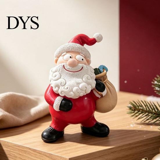 Reusable Holiday Decor for Xmas Santa Claus Resin Ornament, Hand Painted Festive Figurine, Vintage Small Christmas Figures Desktop Style Statue