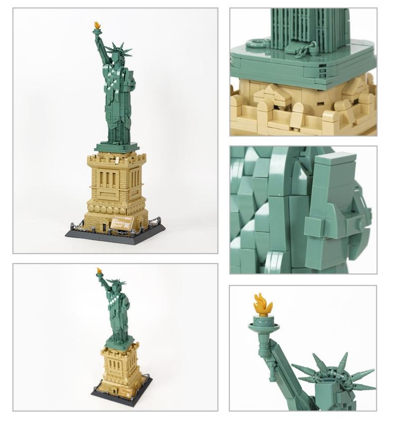 Non-Toxic 1409Pcs Architecture Statue Of Liberty Large Collection Building Blocks Set Model Gift For Kids And Adults Compatible