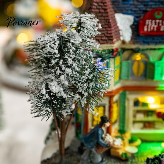 Weihnachtsbaumschmuck 2 Stück Zug Spieluhr mit drehendem Licht, Schneedorf Karussell Innenbereich Festliche Partyartikel Schmuckstück, Batterie/USB