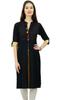 Phagun Womens Indian Ethnic Rayon Black Kurti Tunic Designer Pom - Pom Kurta -