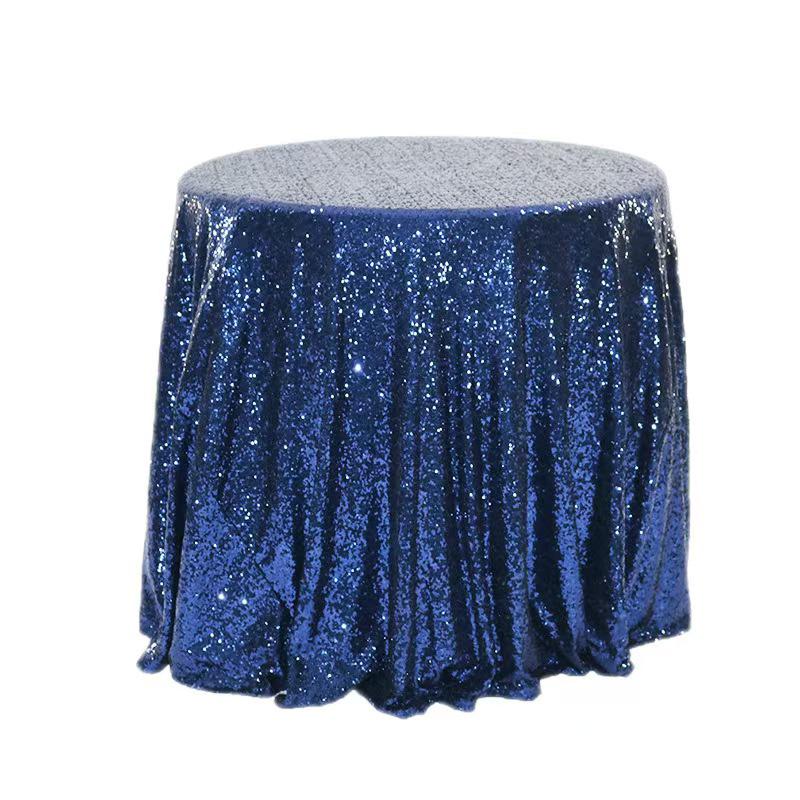 Nordic Style Round Solid Color Sequin Tablecloth for Weddings and Hotel Banquets