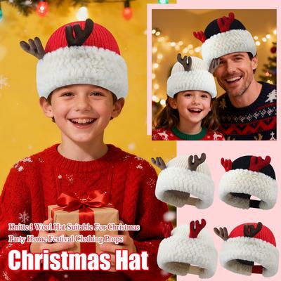 Weihnachtsmütze Gestrickte Wollmütze Geeignet für Weihnachtsfeier Zuhause Festival Kleidung Requisiten Weihnachtsmütze