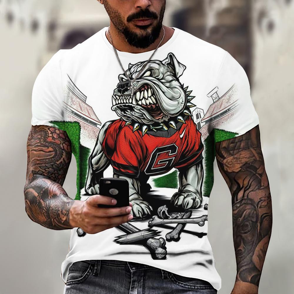 Vtipná trička pro muže se zvířecím potiskem Divoký pes 3D tričko Léto Nové O Neck Krátký rukáv Módní Sportovní košile Oversized tričko