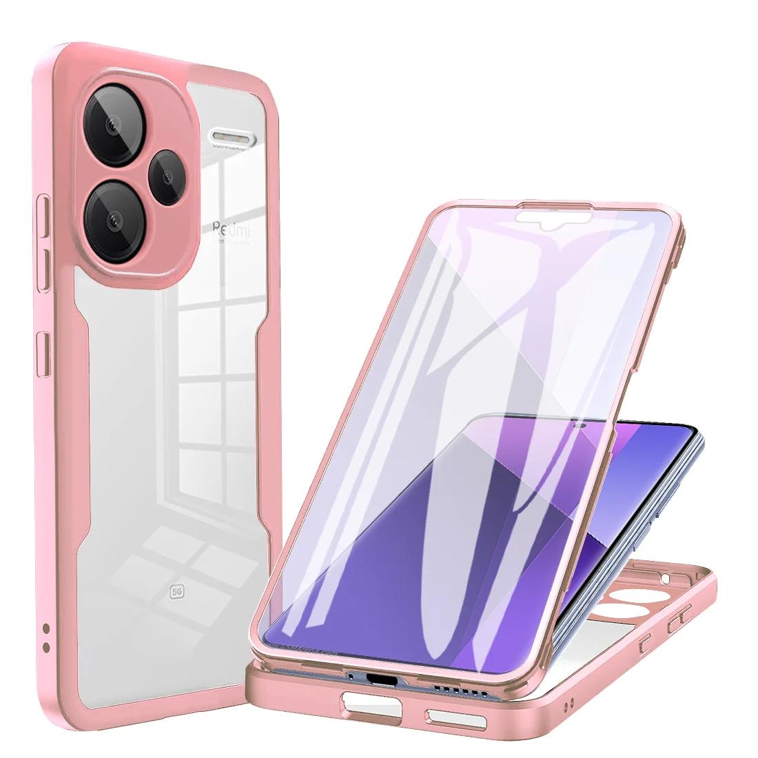 

Чохол для Xiaomi Redmi Note 13 Pro Plus 4G 5G/Xiaomi 13T Poco X6 Pro 360 Full Shockproof Silicone Protection Cover Phone Cover Redmi Note 13 Pro 4G рожевий колір золота