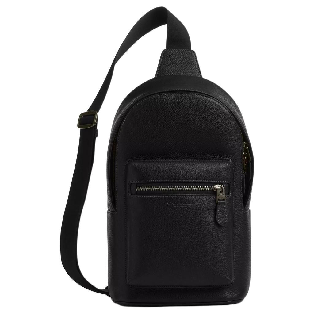 Coach 20 Zipper Adjustable Shoulder Strap Pebble Leather Crossbody Waist Bag Small Men bags Black CY206-QBBK