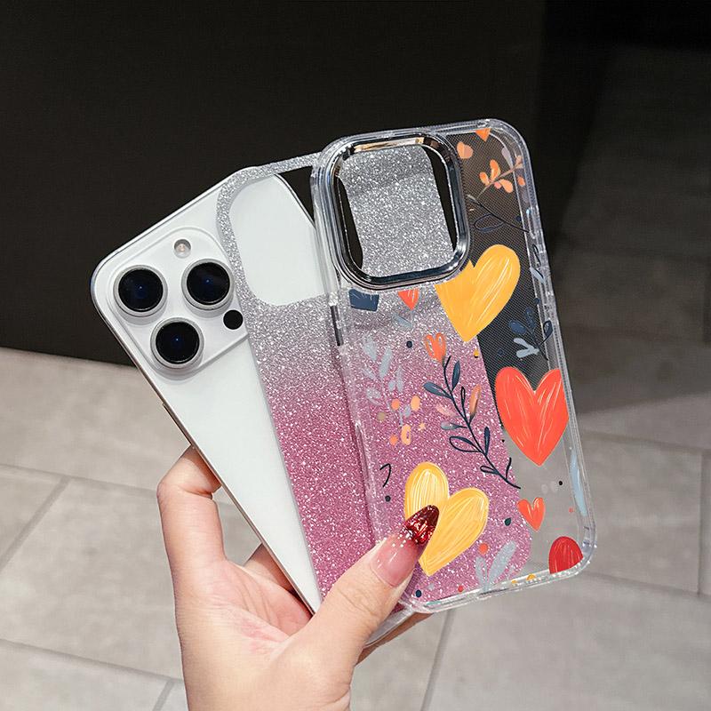 Gradient Colorful Daisy Heart Phone Case for iPhone 17 Pro Max 16 15 14 11 12 13 Mini Cover Plus 17 Promax Fashion Case