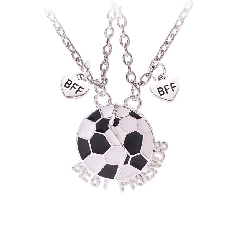 Magnetic Best Friends Football Necklace Set - Alloy Clavicle Chain for Couples