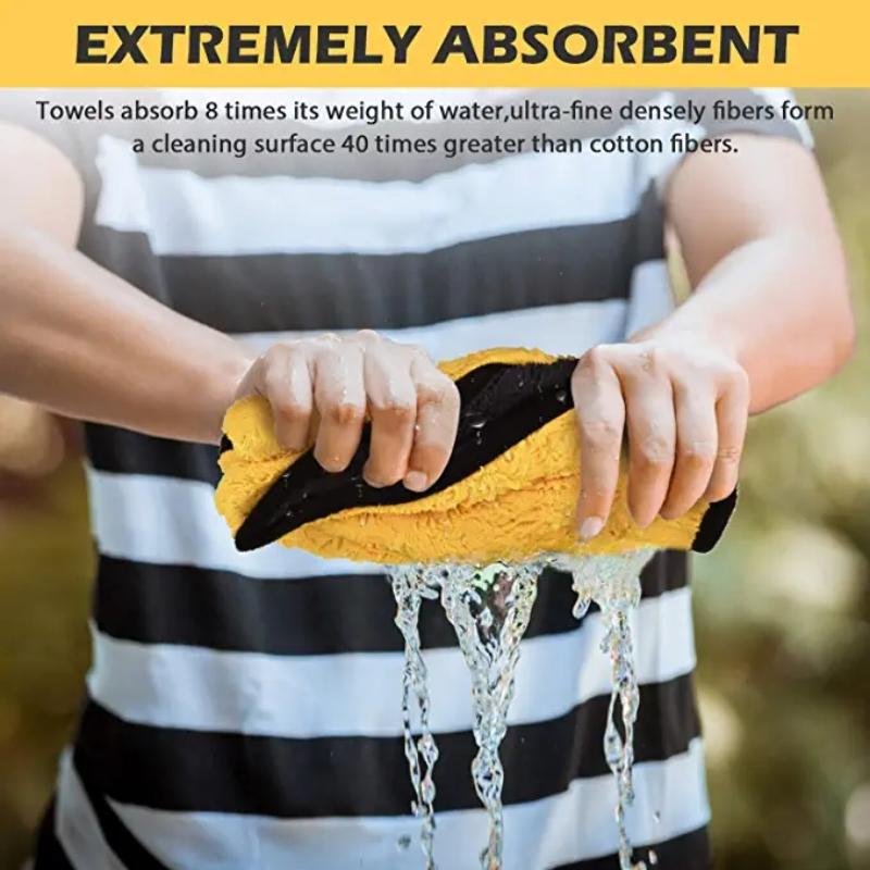 1/3/5pcs Microfiber Cleaning Towel Thicken Soft Drying Cloth Car Body Washing Wipe Rag Towels Double Layer Clean Rags 30/40/60cm