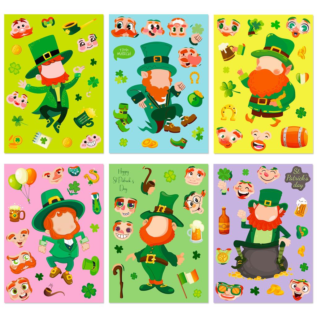 6 Sheets Per Pack Self-Created St. Patrick'S Day Self-Diy Cute Wind Parent-Child Interaction Baby Puzzle Change