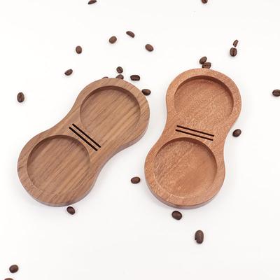 Storage Rack for Coffee Tools Walnut Wood 8-Shaped Design Compatible with 51mm 58mm Tampers Powder Spreaders Stable Upright Holder Coffee Accessories