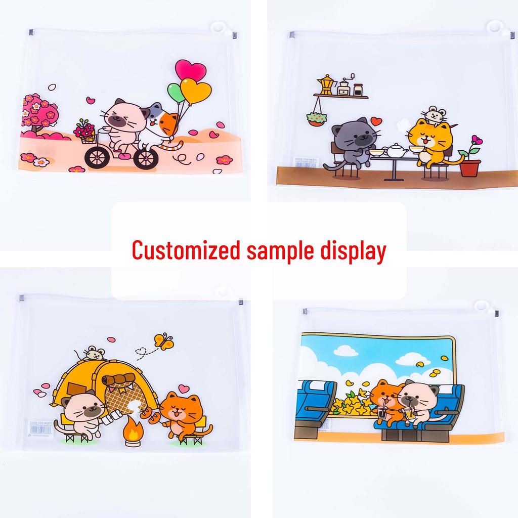 Thickened Waterproof A4 Zipper Document Bag - PP Plastic, Transparent, for Student Papers & Stationery Storage