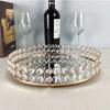 European Pearl-edged Glass Tray Ornaments Cosmetic Mirror Storage Tray Wedding Props Mirror Cake Rack Round Glass Plate
