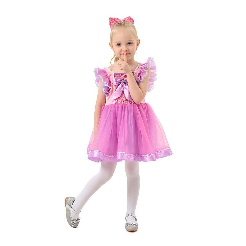 Kindertag Kindergarten Grundschule Prinzessin Hose Kleid Aufführungskostüm Netz Schleife Kleid