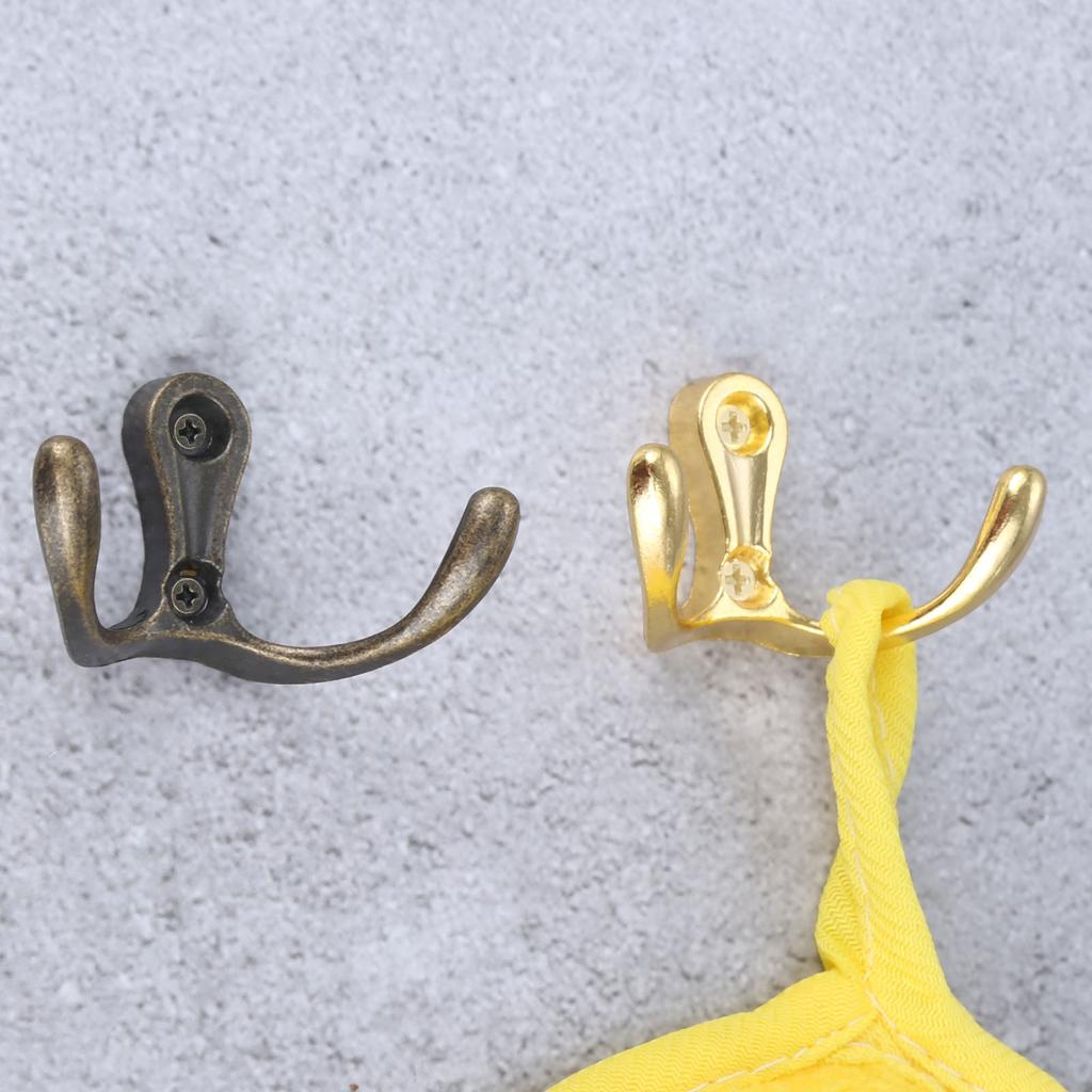 8 Sets Double Head Hooks Wall Mounted Hanger Furniture Fittings Antique Coat/Key/Bag/Towel/Hat Holder Bathroom Kitchen + Screws
