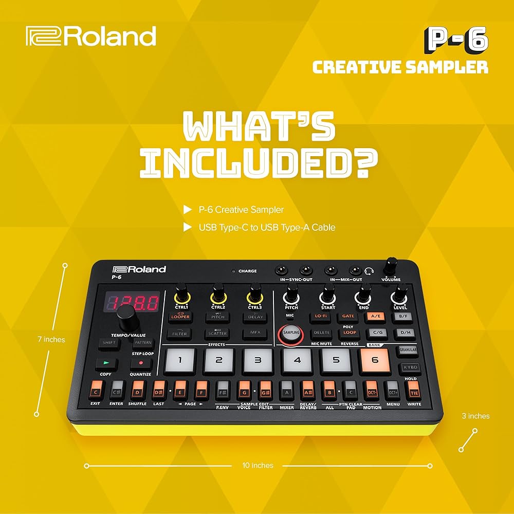 Roland Roland AiraCompact Creative Sampler P-6 Granular Sound Sequencer with Built-in Mic, USB-C ...
