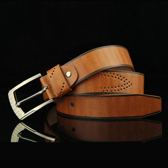 Leather Belt Hollow Colorful Reusable Pin Buckle Belt for Boy