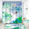 Landscape Ink Bamboo Painting Shower Curtains Chinese Style Bathroom Accessories Partition Waterproof Bath Curtains Rugs,Mat Set