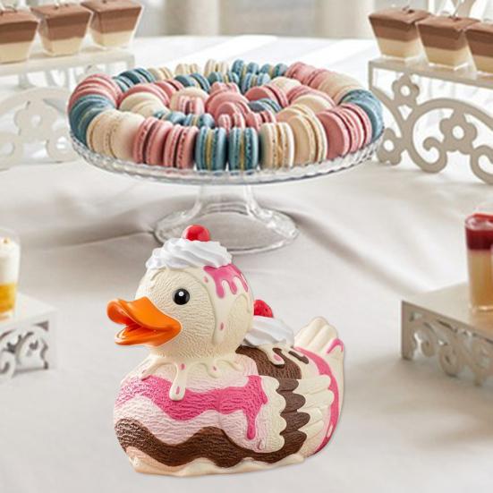 Dessert Duck Figurine Cartoon Duck Statue Vinyl Animal Sculpture Home Office Desktop Bookshelf Decoration Ornament