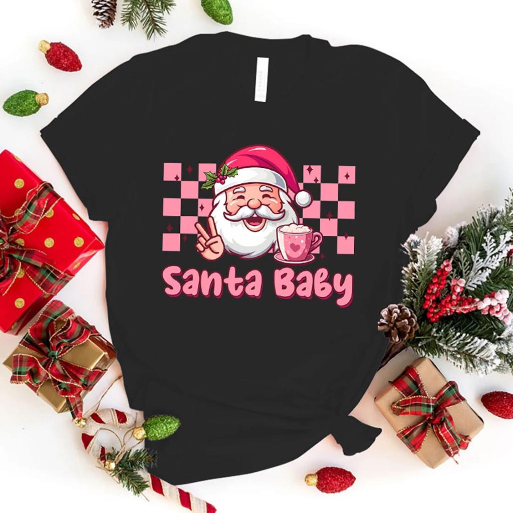 New Hot Christmas Santa  Print T-Shirts Women Men Casual T-Shirts O Neck Short-Sleeved T-Shirts Fashion Shirts Tee